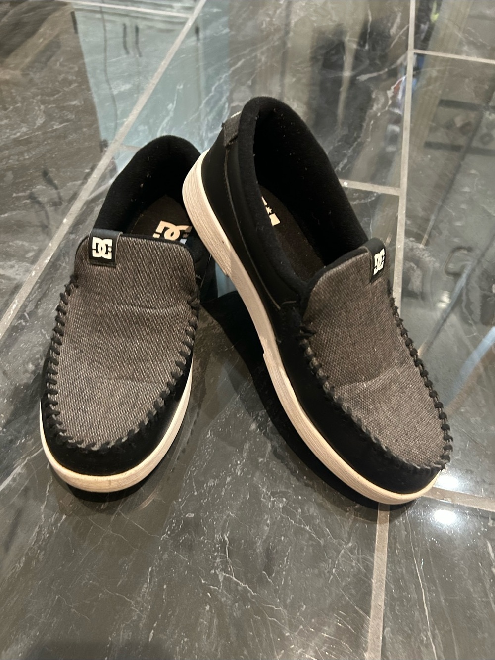DC Men’s Black & Gray Slip-On Loafers